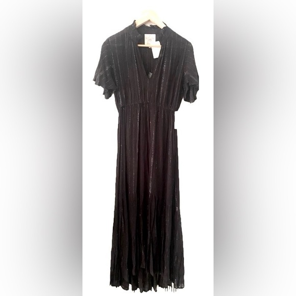 New Area Stars Black maxi Dress with Silver Stripes size S - Picture 1 of 12